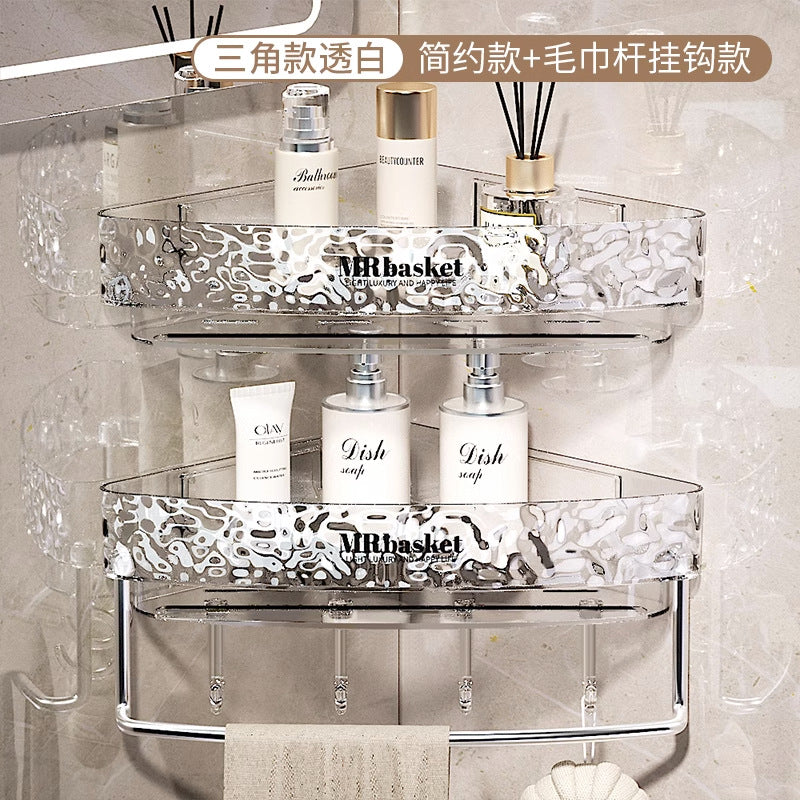 Glacier Pattern Triangular Bathroom Wall Shelf Organizer