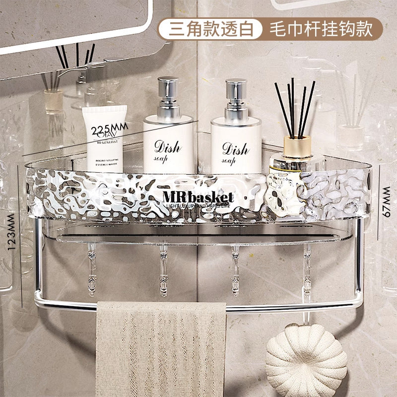 Glacier Pattern Triangular Bathroom Wall Shelf Organizer